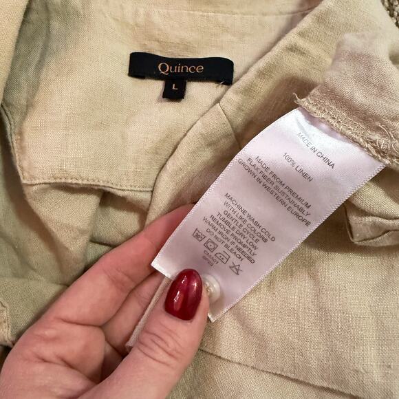 Quince Linen Shirt Button Down Short Sleeve Sustainable Top Large - Picture 5 of 5